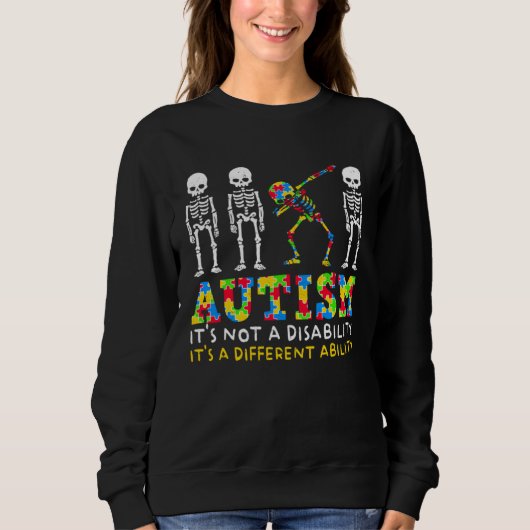 Autism Awareness Month Skeleton Dabbing Autistic K Sweatshirt (Vorderseite)