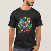 Autism Awareness Month Support Puzzle Piece Waterc T-Shirt (Vorderseite)