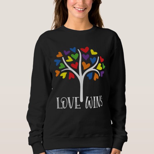 Autism Awareness Month Tree Love Wins ASD Supporte Sweatshirt (Vorderseite)
