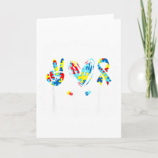Autism Awareness Peace Love Autism Puzzle Ribbon B Karte