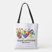 Autism Awareness Peace Puzzle Heart Tote Bag Tasche (Rückseite)