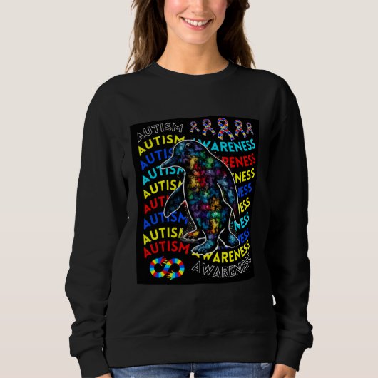 Autism Awareness Penguin For Teacher Autism Moms D Sweatshirt (Vorderseite)
