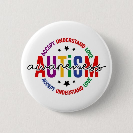 Autism Awareness Pin – Support & Acceptance Button (Vorderseite)
