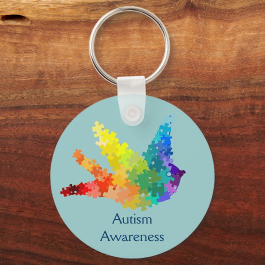 Autism Awareness Puzzle Bird Keychain Schlüsselanhänger (Vorderseite)
