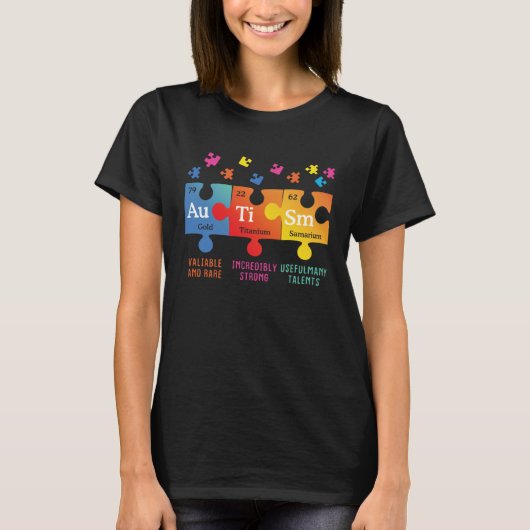 Autism Awareness Puzzle Chemical Elements T-Shirt (Vorderseite)