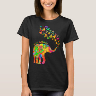 Autism Awareness Puzzle Pieces Elephant And Butter T-Shirt