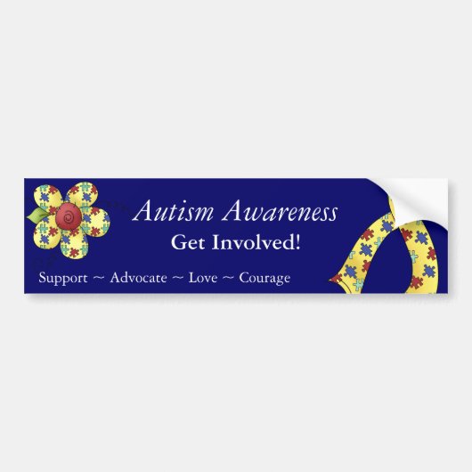 Autism Awareness Puzzle Pieces Flower Design Autoaufkleber (Vorne)