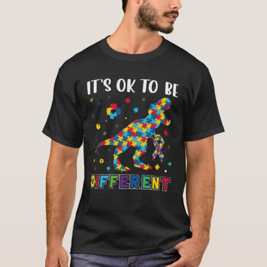 Autism Awareness Puzzle Rex Boys Its Ok To Be Diff T-Shirt (Vorderseite)