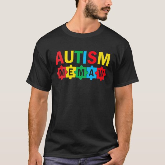 Autism Awareness Puzzle Ribbon Proud Autism Memaw T-Shirt (Vorderseite)