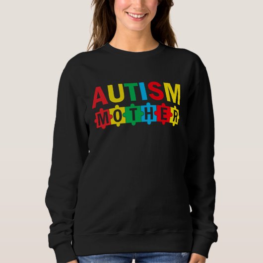 Autism Awareness Puzzle Ribbon Proud Autism Mother Sweatshirt (Vorderseite)