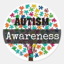 AUTISM Awareness Puzzle Stücke Baumkleber Runder Aufkleber