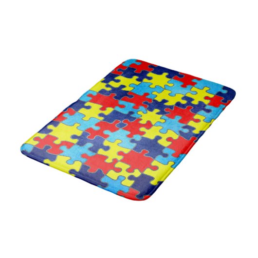 Autism Awareness-Puzzle von Shirley Taylor Badematte (Schrägansicht)
