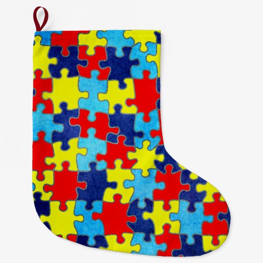 Autism Awareness-Puzzle von Shirley Taylor Großer Weihnachtsstrumpf (Vorderseite)