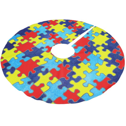 Autism Awareness-Puzzle von Shirley Taylor Polyester Weihnachtsbaumdecke (Schrägansicht)