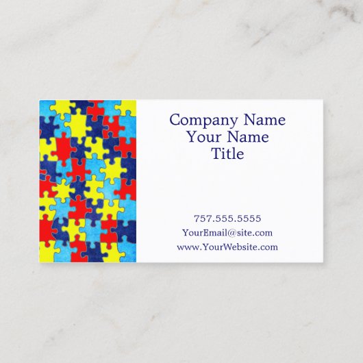 Autism Awareness-Puzzle von Shirley Taylor Visitenkarte (Rückseite)