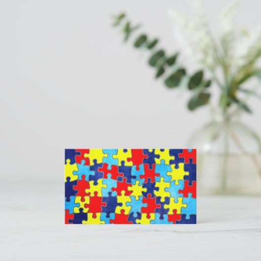 Autism Awareness-Puzzle von Shirley Taylor Visitenkarte (Stehend Vorderseite)