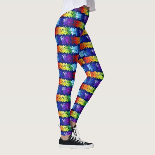 Autism Awareness Rainbow Puzzle Design Leggings (Rechts)