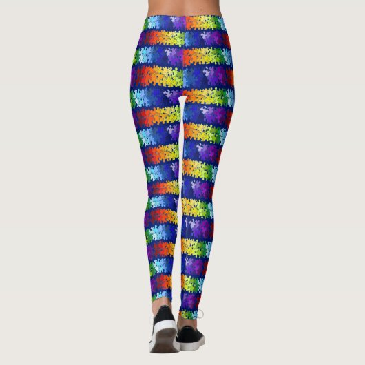 Autism Awareness Rainbow Puzzle Design Leggings (Rückseite)