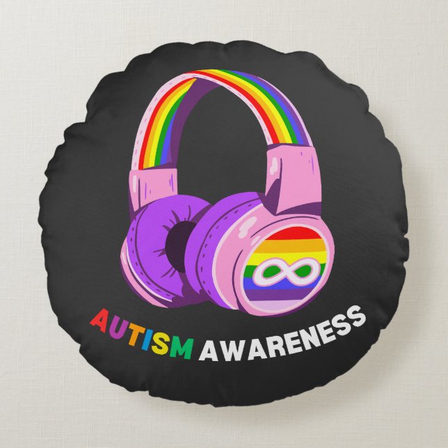 Autism Awareness Rundes Kissen (Vorderseite)