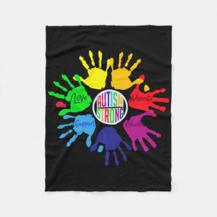 Autism Awareness Sign Language Hand Puzzle Support Fleecedecke
