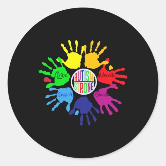 Autism Awareness Sign Language Hand Puzzle Support Runder Aufkleber (Vorderseite)