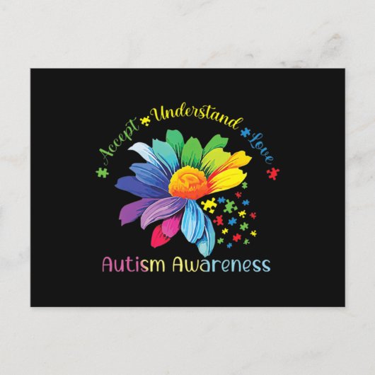 Autism Awareness Sunflower Accept Understand Love  Postkarte (Vorderseite)