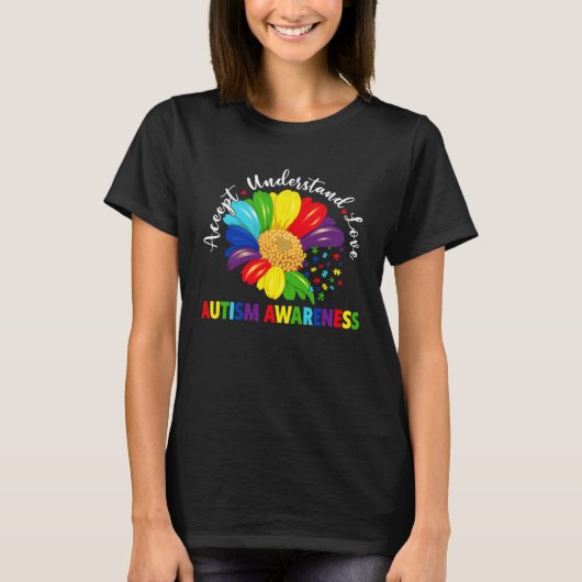 Autism Awareness Sunflower Accept Understand Love  T-Shirt (Vorderseite)