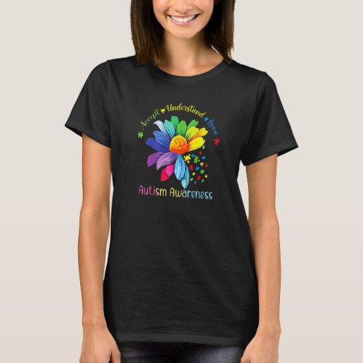 Autism Awareness Sunflower Accept Understand Love T-Shirt (Vorderseite)