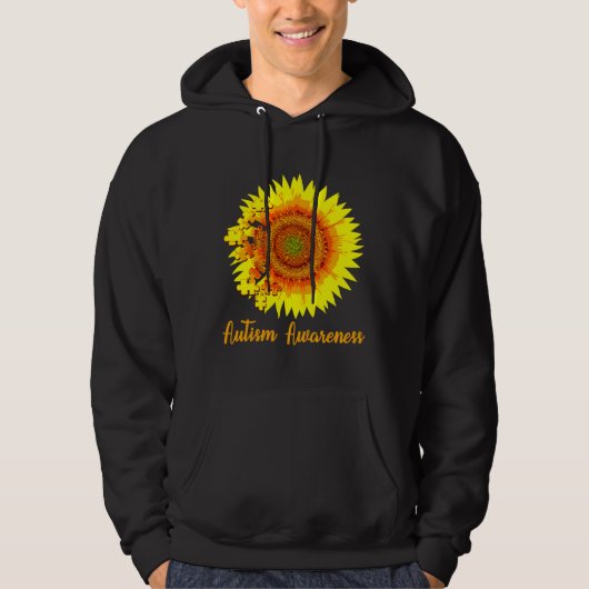Autism Awareness Sunflower  Puzzle Pieces Hoodie (Vorderseite)