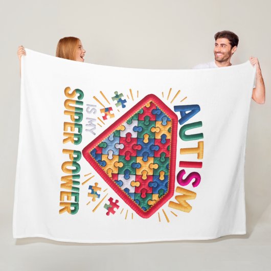 Autism Awareness Superhero Shield | Autism Is My S Fleecedecke (Beispiel)