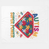 Autism Awareness Superhero Shield | Autism Is My S Fleecedecke (Vorderseite (Horizontal))