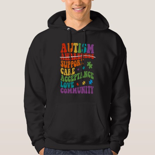 Autism Awareness Support Care Acceptance Ally Groo Hoodie (Vorderseite)