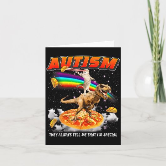 Autism Awareness T-rex Cat Meme Neurodiversity Pri Karte (Vorderseite)