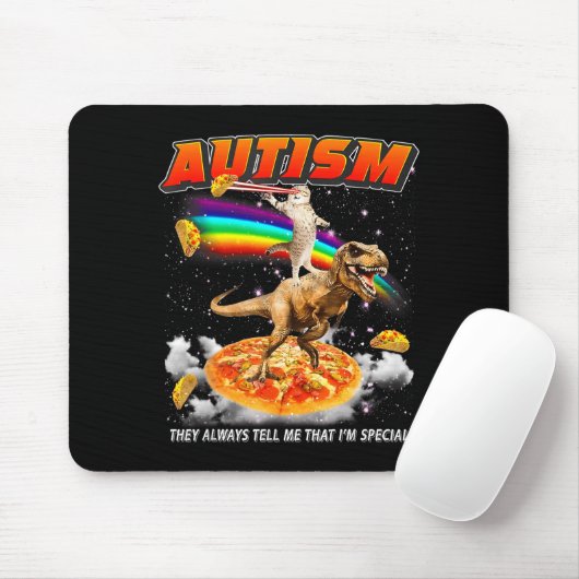 Autism Awareness T-rex Cat Meme Neurodiversity Pri Mousepad (Mit Mouse)