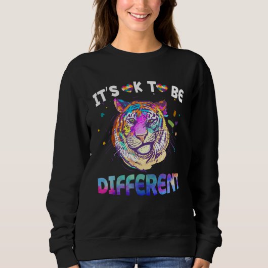 Autism Awareness Tie Dye Smirking Tiger Watercolo Sweatshirt (Vorderseite)