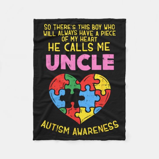 Autism Awareness Uncle Shirt Boy Piece Of My Heart Fleecedecke (Vorderseite)