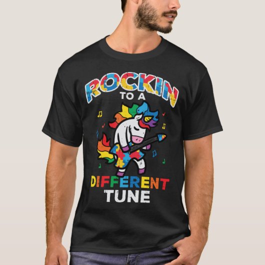 Autism Awareness Unicorn Rockin Different Tune Tod T-Shirt (Vorderseite)