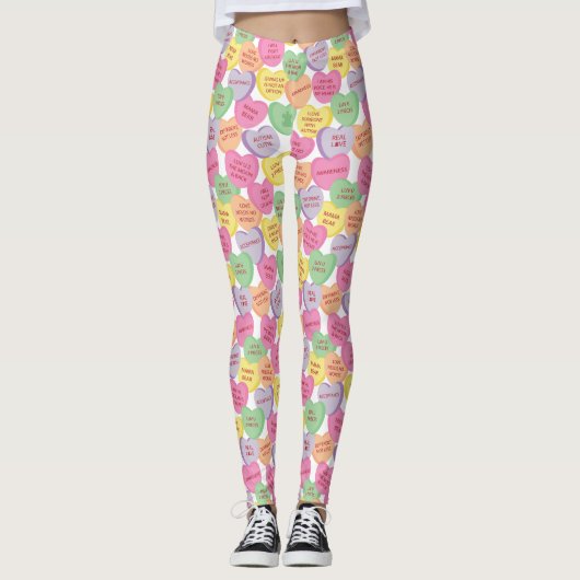 Autism Awareness Valentine Heart Candy Sayings Leggings (Vorderseite)