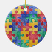 Autism Awareness watercolor puzzle ornament (Hinten)