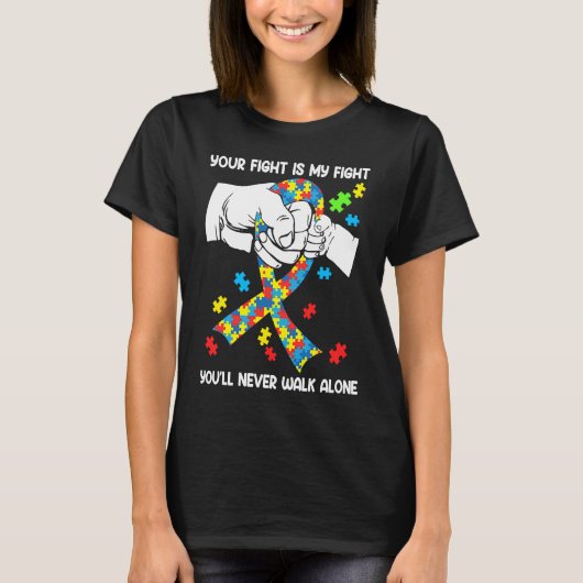Autism Awareness You Will Never Walk Alone Support T-Shirt (Vorderseite)