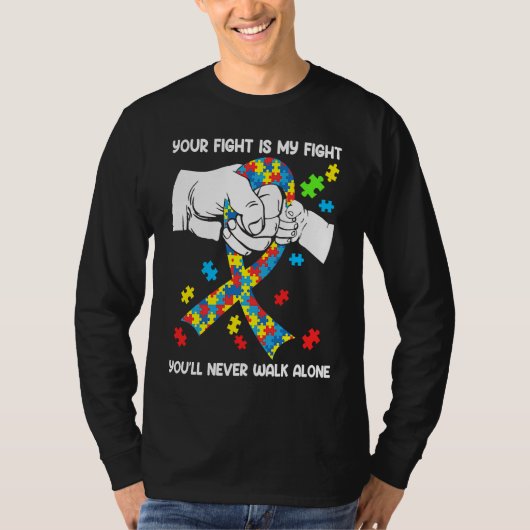 Autism Awareness You Will Never Walk Alone Support T-Shirt (Vorderseite)