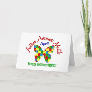 AUTISM AWARENING MONAT APRIL Puzzle Butterfly Karte