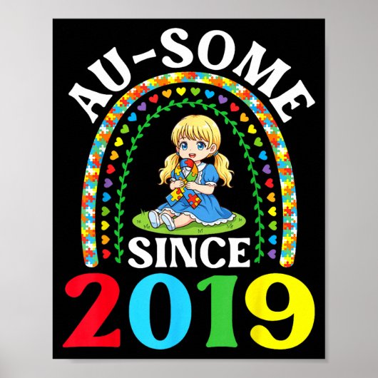 Autism Awesome Ausome Since 2019 Awareness 7th Bir Poster (Vorne)