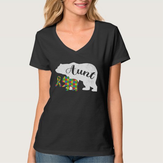 Autism Bear Aunt Women's Autism Awareness Aunties T-Shirt (Vorderseite)