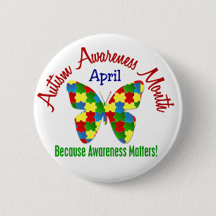 AUTISM-BEWUSSTSEINS-MONAT APRIL Puzzle Schmetterli Button