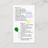 Autism Birthday Boy Business Card Visitenkarte (Rückseite)