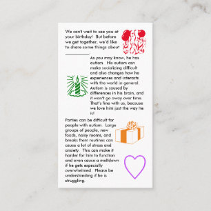 Autism Birthday Boy Business Card Visitenkarte