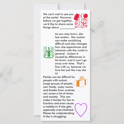 Autism Birthday Girl Flat Card (Vorderseite)