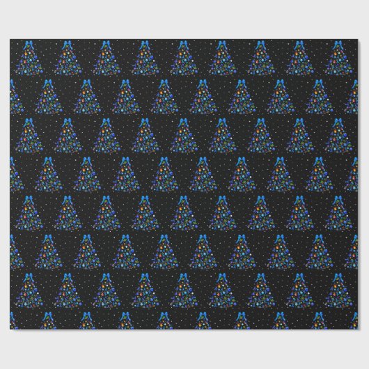 Autism Blue Christmas Tree Geschenkpapier (Flach)
