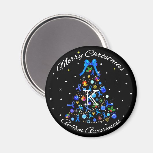Autism Blue Christmas Tree Magnet (Vorderseite/Rückseite)
